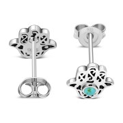 Hamsa Stud Silver Earrings set w Turquoise, e327
